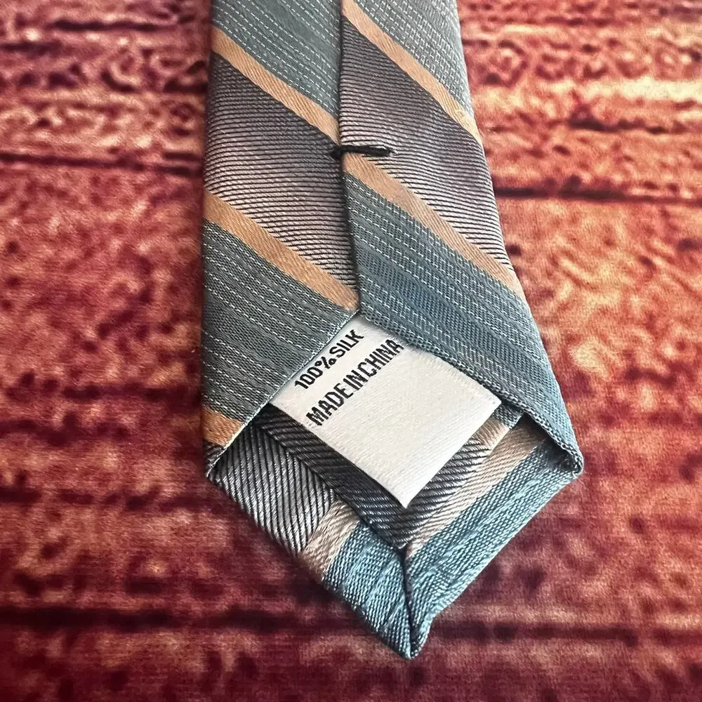 Joseph Abboud 100% Silk Skinny Tie 58x3 Striped Blue Purple Gold Retro Classic
